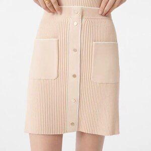 Maje Women's Ribbed Beige Mini Skirt Knit Stylish Classy Chic Timeless Size 1/S